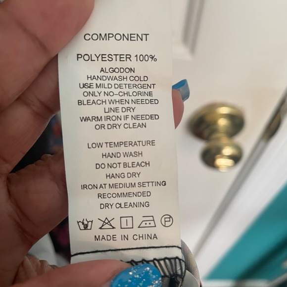 V-neck High-low Peacock and Rose Drawstring Boho Dress Size L - Picture 8 of 12